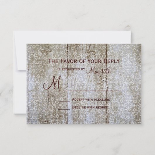 ヴィンテージオー動揺してバーレイウッド結婚の出欠確認カード 出欠カード (正面)