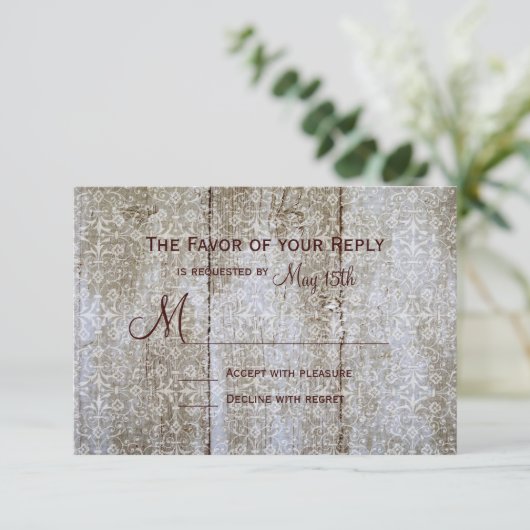 ヴィンテージオー動揺してバーレイウッド結婚の出欠確認カード 出欠カード (スタンド正面)