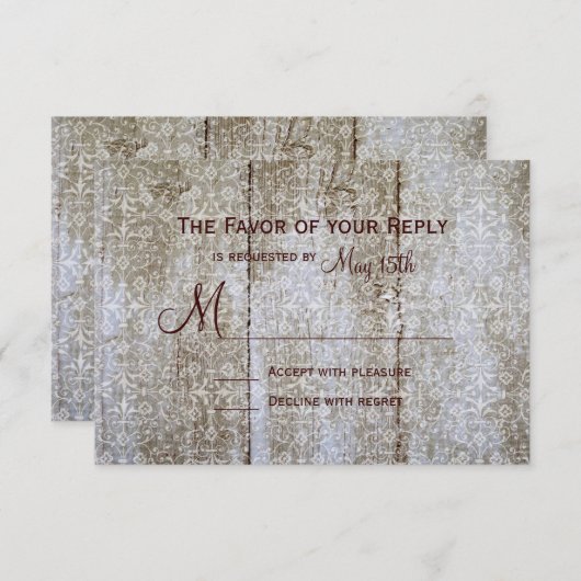 ヴィンテージオー動揺してバーレイウッド結婚の出欠確認カード 出欠カード (正面/裏面)