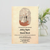 ヴィンテージオ素朴ールドカップルおもしろいシックレトロ結婚ズ 招待状 (スタンド正面)