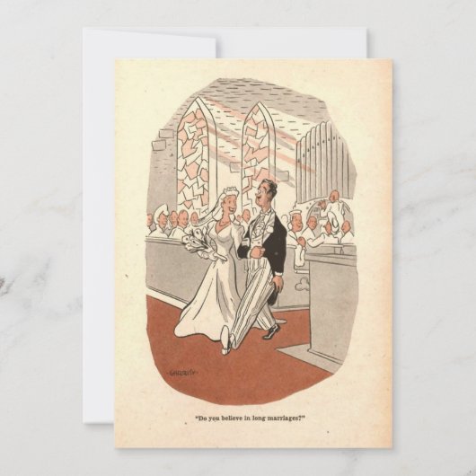 ヴィンテージオ素朴ールドカップルおもしろいシックレトロ結婚ズ 招待状 (裏面)