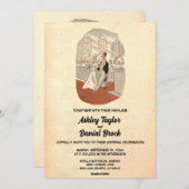 ヴィンテージオ素朴ールドカップルおもしろいシックレトロ結婚ズ 招待状 (正面/裏面)