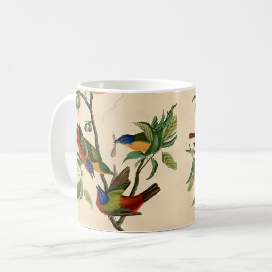 ヴィンテージオ絵画ードボンのバント絵画鳥のGif コーヒーマグカップ (正面左)
