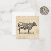 ヴィンテージカウアートイラストレーションとスクリプトの背景 ノートカード (正面/裏面インサイチュ)