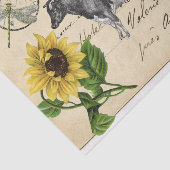 ヴィンテージカウイエローサンフラワーポストカードティッシュペーパー 薄葉紙 (詳細)