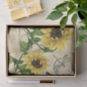 ヴィンテージカウイエローサンフラワーポストカードティッシュペーパー 薄葉紙 (ギフト)