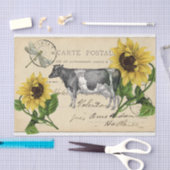 ヴィンテージカウイエローサンフラワーポストカードティッシュペーパー 薄葉紙 (クラフト)