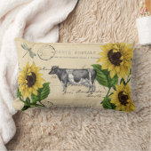 ヴィンテージカウイエローサンフラワーポストカード装飾用クッション ランバークッション (ブランケット)