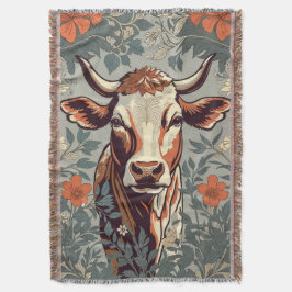 ヴィンテージカウウィリアムインスパイアモリスフローラ スローブランケット