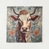 ヴィンテージカウウィリアムインスパイアモリスフローラ タペストリー (正面)