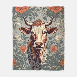 ヴィンテージカウウィリアムインスパイアモリスフローラ フリースブランケット