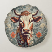 ヴィンテージカウウィリアムインスパイアモリスフローラ ラウンドクッション (裏面)