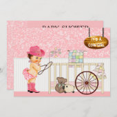 ヴィンテージカウガールベイビーシャワー招待状 招待状 (正面/裏面)