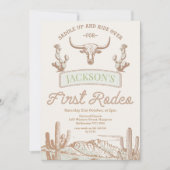 ヴィンテージカウデザートファーストRodeo 1st誕生日 招待状 (正面)