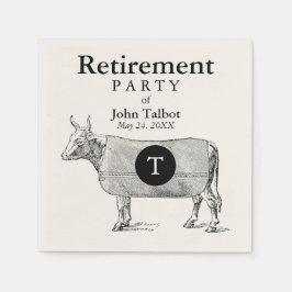 ヴィンテージカウブランケット退職金Pナプキンモノグラム スタンダードカクテルナプキン