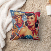 ヴィンテージカウボーイとピンアップ クッション (ブランケット)