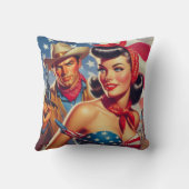 ヴィンテージカウボーイとピンアップ クッション (裏面)