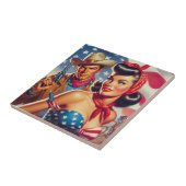 ヴィンテージカウボーイとピンアップ タイル (側面)