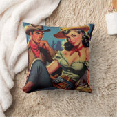 ヴィンテージカウボーイと女性のカーボーイ クッション (ブランケット)