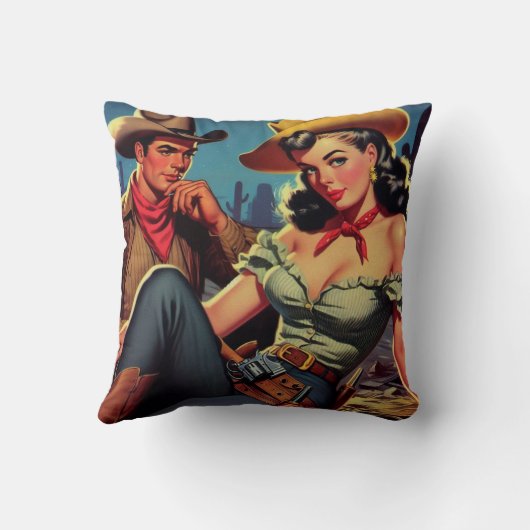 ヴィンテージカウボーイと女性のカーボーイ クッション (裏面)