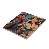 ヴィンテージカウボーイと女性のカーボーイ タイル (側面)