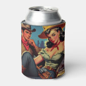 ヴィンテージカウボーイと女性のカーボーイ 缶クーラー (缶正面)