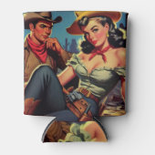 ヴィンテージカウボーイと女性のカーボーイ 缶クーラー (正面)