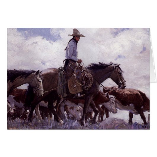 ヴィンテージカウボーイと牛の群れby Koerner (正面横)