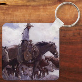ヴィンテージカウボーイと牛の群れby Koerner キーホルダー (裏面)