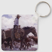 ヴィンテージカウボーイと牛の群れby Koerner キーホルダー (裏面)