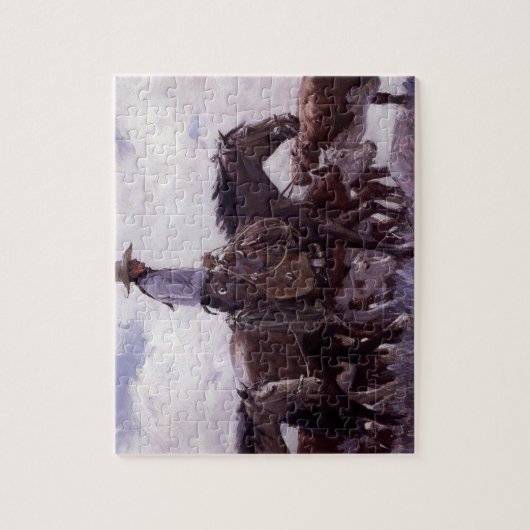 ヴィンテージカウボーイと牛の群れby Koerner ジグソーパズル (縦)