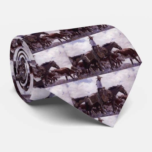 ヴィンテージカウボーイと牛の群れby Koerner ネクタイ (ロール)