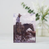 ヴィンテージカウボーイと牛の群れby Koerner ポストカード (スタンド正面)