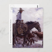 ヴィンテージカウボーイと牛の群れby Koerner ポストカード (正面/裏面)