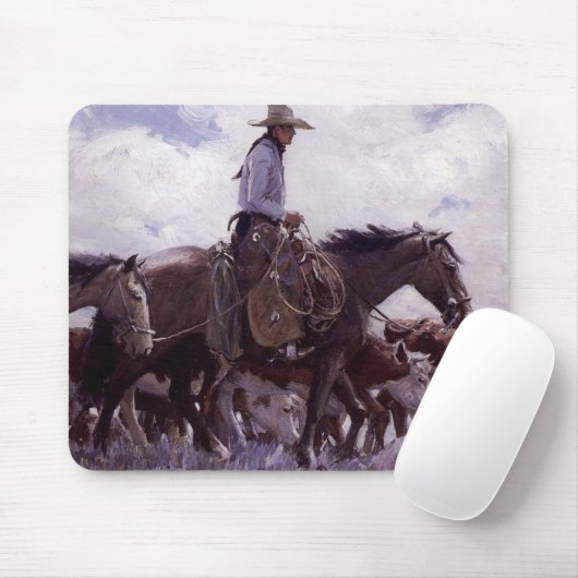 ヴィンテージカウボーイと牛の群れby Koerner マウスパッド (マウス)