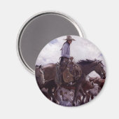 ヴィンテージカウボーイと牛の群れby Koerner マグネット (正面/裏面)