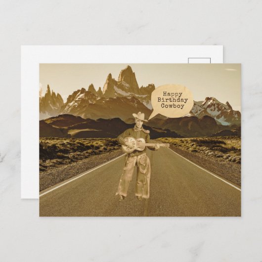 ヴィンテージカウボーイの誕生日 ポストカード (正面/裏面)