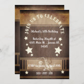 ヴィンテージカウボーイをテーマにした30歳の誕生日 招待状 (正面/裏面)