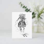 ヴィンテージカウボーイアンドホースイラストレーション ポストカード (スタンド正面)