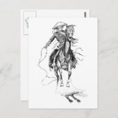ヴィンテージカウボーイアンドホースイラストレーション ポストカード (正面/裏面)