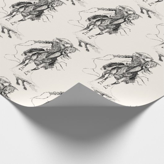 ヴィンテージカウボーイアンドホースイラストレーション ラッピングペーパー (角)