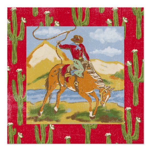 ヴィンテージカウボーイウエスタンロデオワイルドウェスト ポスター (正面)