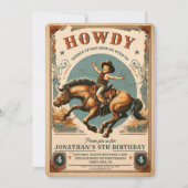 ヴィンテージカウボーイカントリーウェスタン誕生日 招待状 (正面)