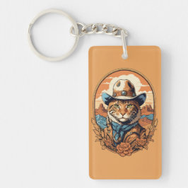 ヴィンテージカウボーイキャットデザイン キーホルダー