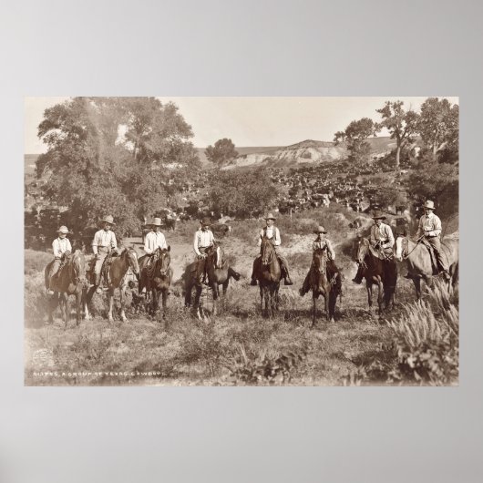 ヴィンテージカウボーイズポスター（デコページまたはコラージュ） ポスター (正面)