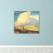 ヴィンテージカウボーイズ、オープンレンジby Maynard Dixon キャンバスプリント (インサイチュ (ウッドフロア))