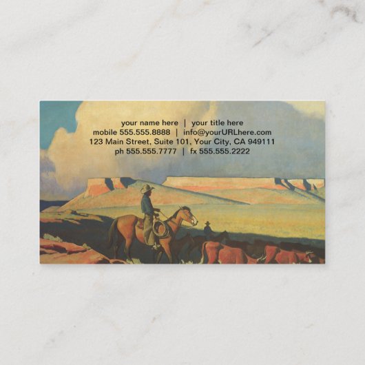 ヴィンテージカウボーイズ、オープンレンジby Maynard Dixon 名刺 (裏面)