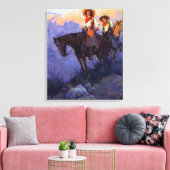 ヴィンテージカウボーイズ、男性と女性の馬、アンダーソン キャンバスプリント (インサイチュ (リビング))