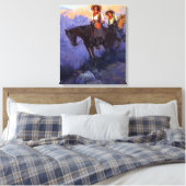ヴィンテージカウボーイズ、男性と女性の馬、アンダーソン キャンバスプリント (インサイチュ (寝室))