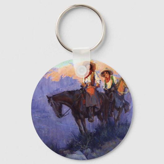 ヴィンテージカウボーイズ、男性と女性の馬、アンダーソン キーホルダー (正面)